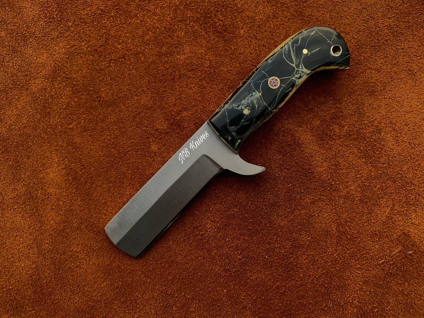 |NB KNIVES| CUSTOM HANDMADE COWBOY BULL CUTTER KNIFE WITH LEATHER SHEATH