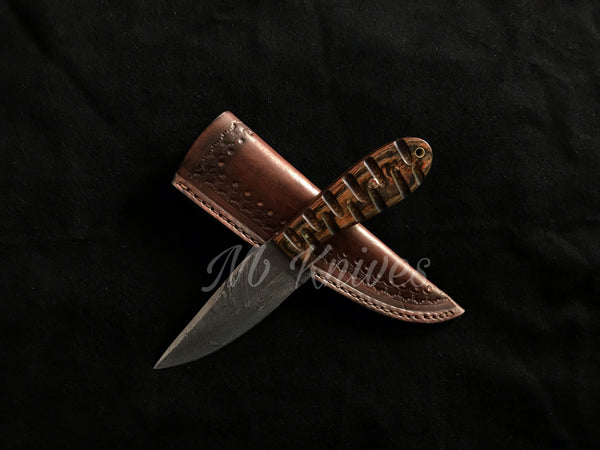 |NB KNIVES| Custom Handmade Damascus Hunting Knife Handle Hardwood