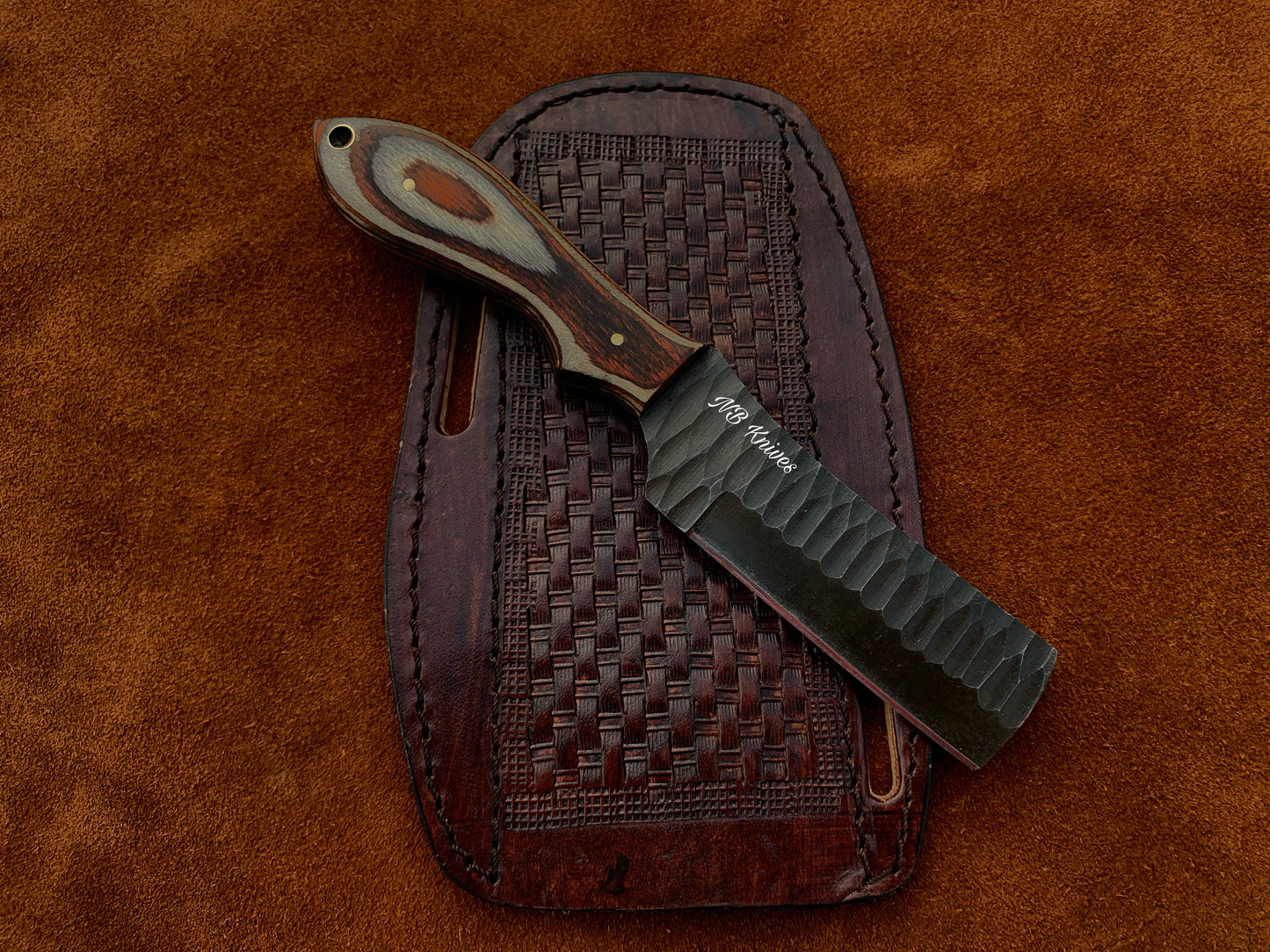 |NB KNIVES| CUSTOM HANDMADE COWBOY BULL CUTTER KNIFE WITH LEATHER SHEATH