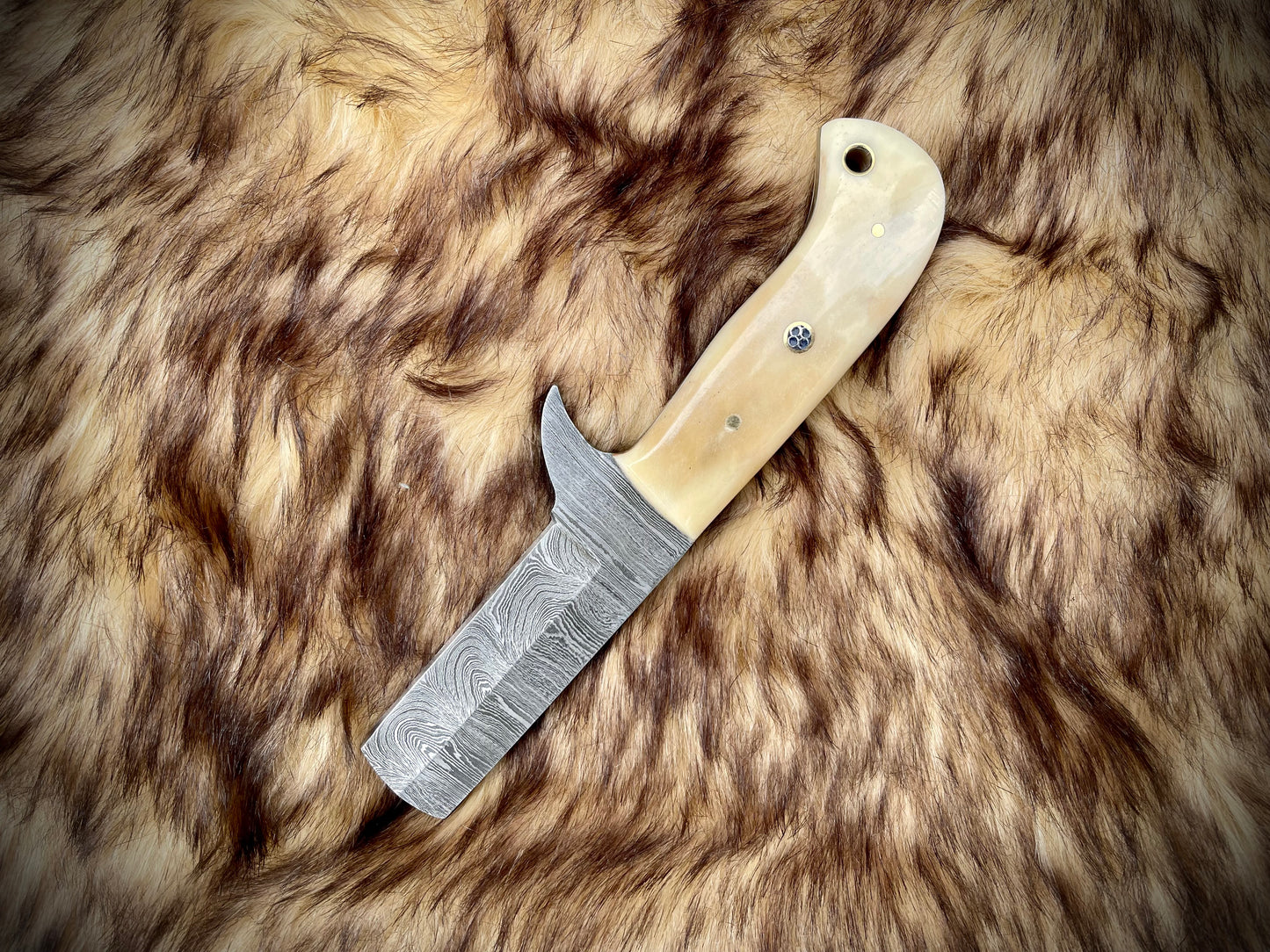 |NB KNIVES| CUSTOM HANDMADE DAMASCUS COWBOY BULL CUTTER KNIFE WITH LEATHER SHEATH