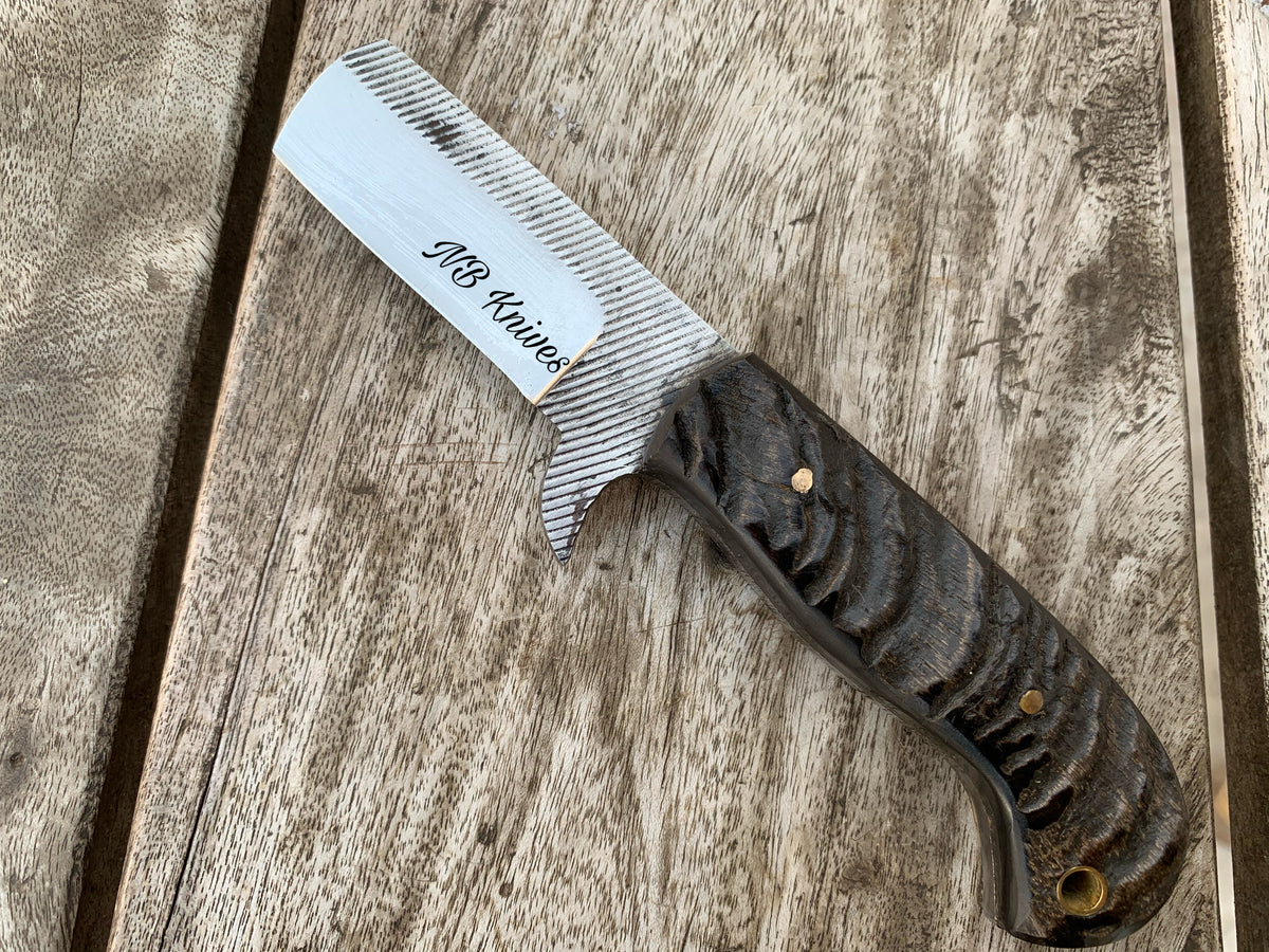 |NB KNIVES| CUSTOM HANDMADE COWBOY BULL CUTTER KNIFE WITH LEATHER SHEATH