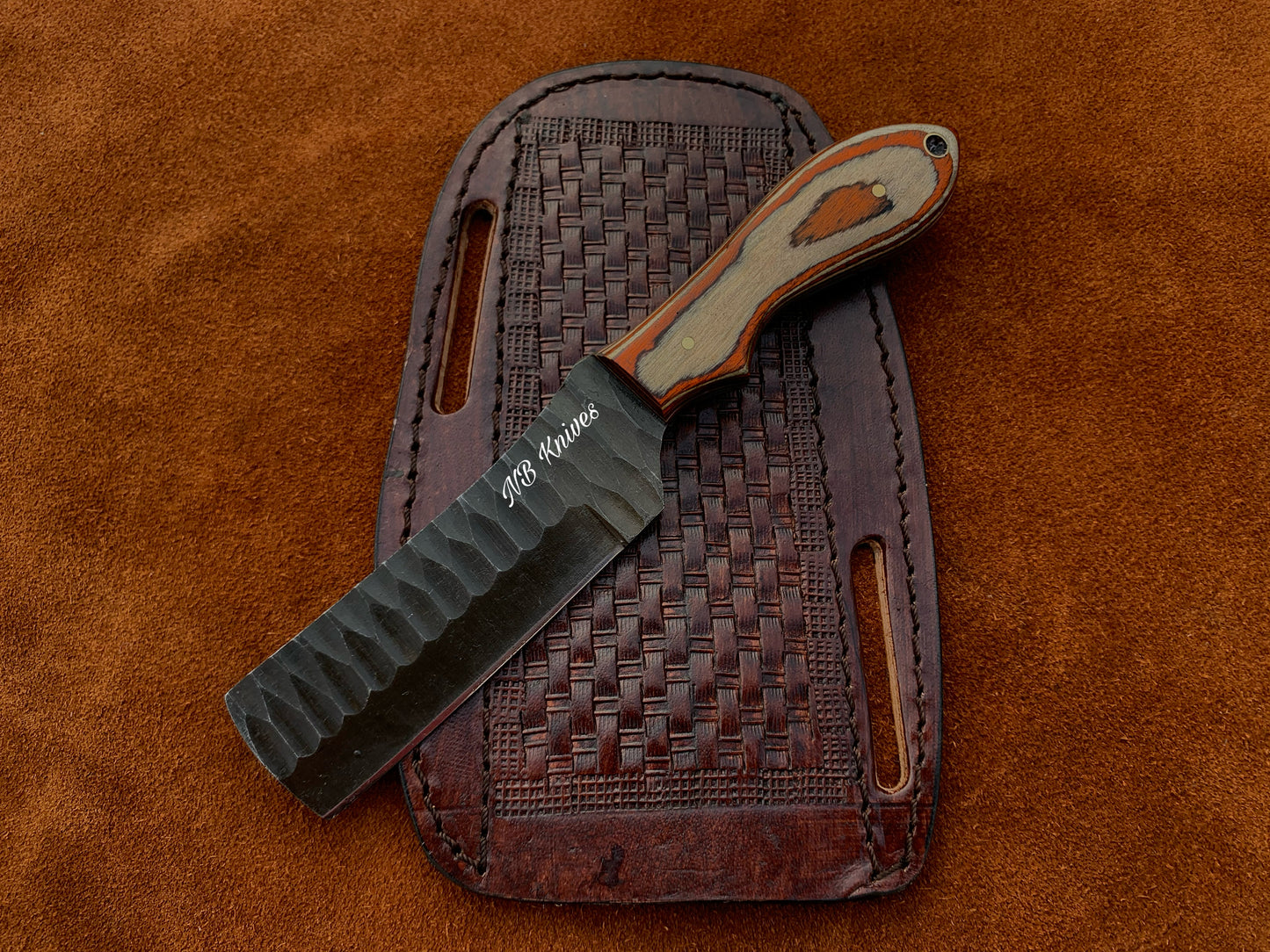 |NB KNIVES| CUSTOM HANDMADE COWBOY BULL CUTTER KNIFE WITH LEATHER SHEATH