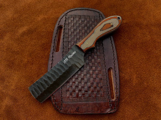 |NB KNIVES| CUSTOM HANDMADE COWBOY BULL CUTTER KNIFE WITH LEATHER SHEATH