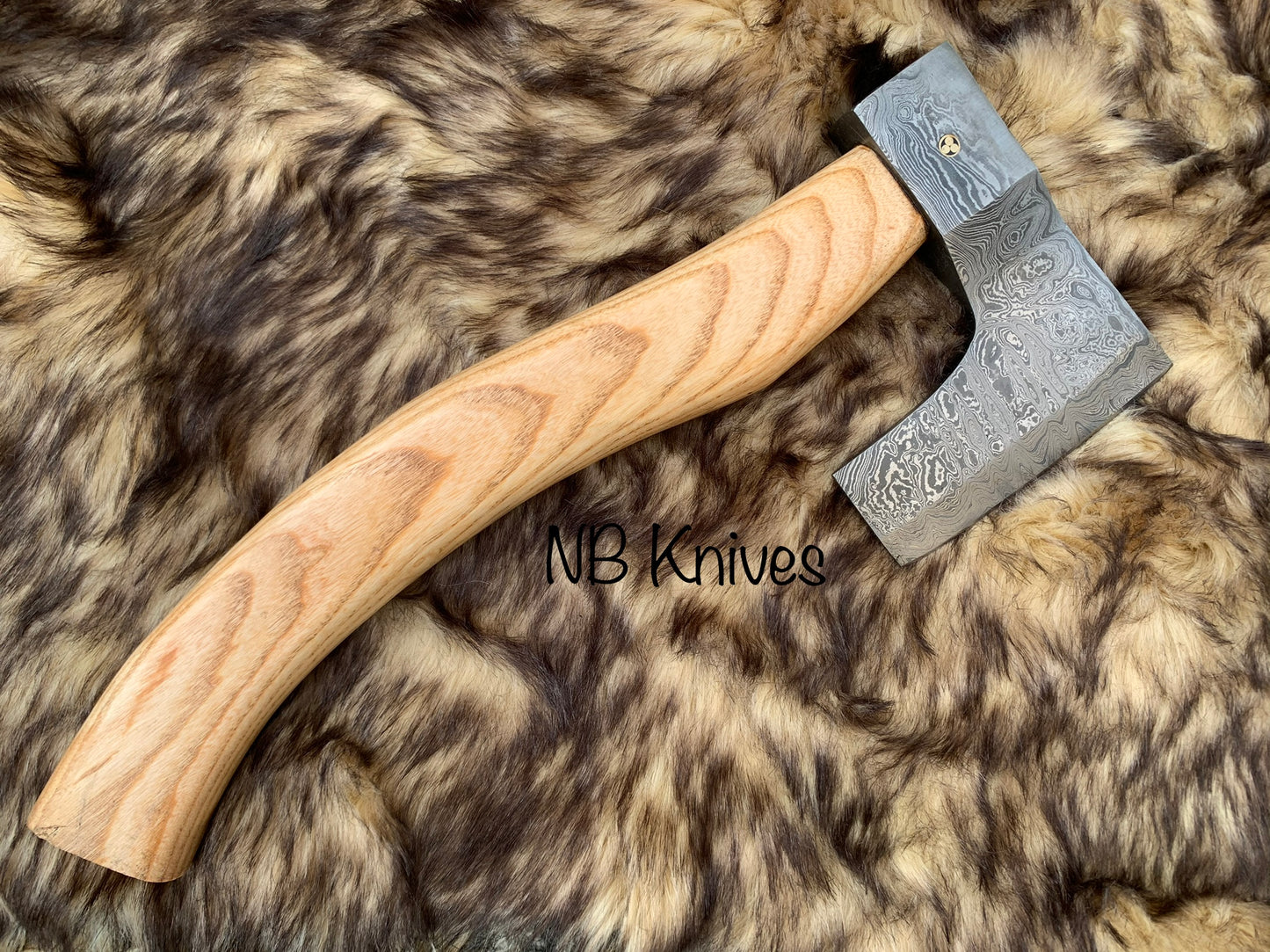 |NB KNIVES| Custom Gift Forged Carbon Steel Viking Axe with Rose Wood Shaft, Viking Bearded Camping Axe, Best Birthday&Anniversary Gift For Him,