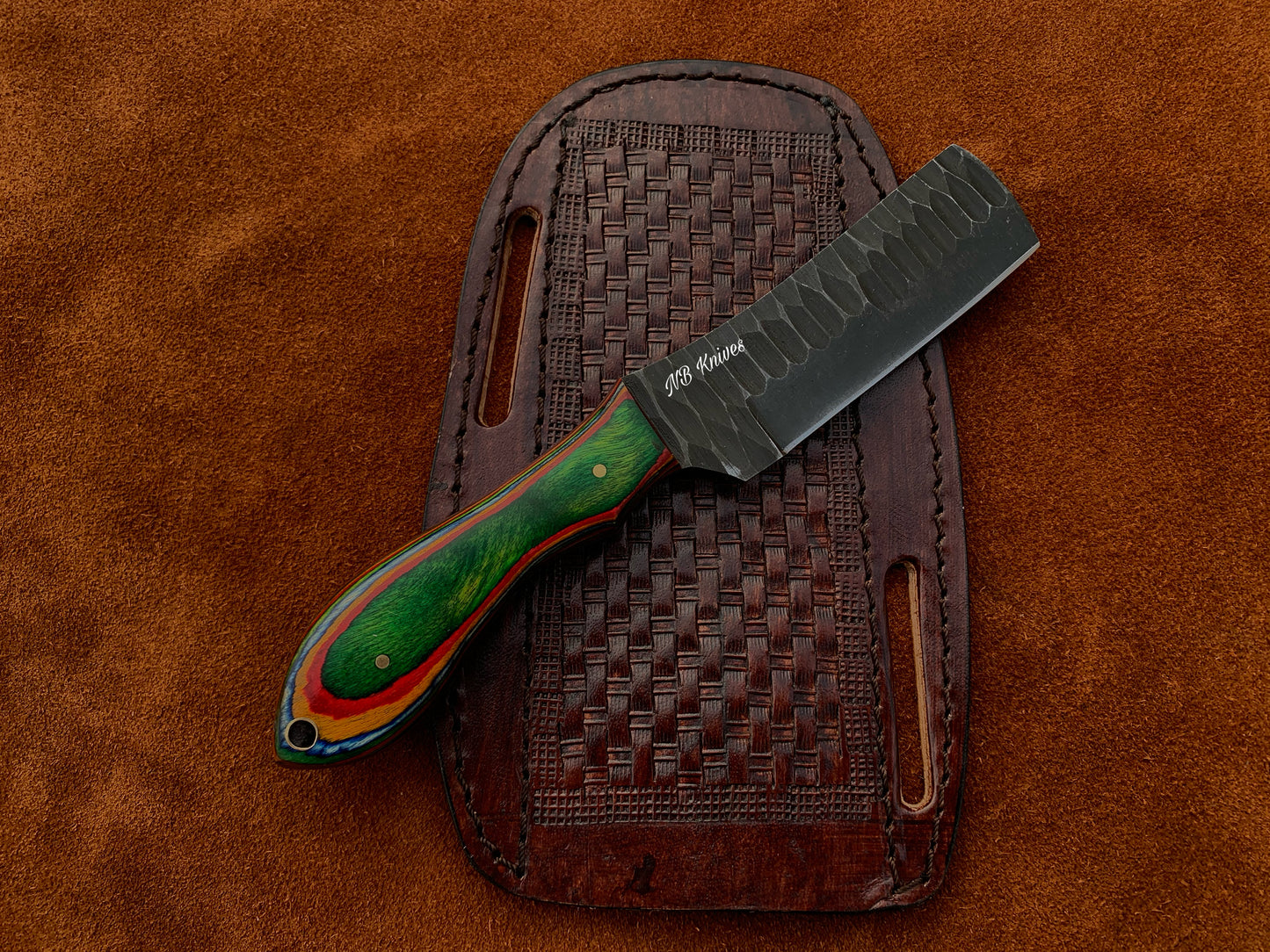 |NB KNIVES| CUSTOM HANDMADE COWBOY BULL CUTTER KNIFE WITH LEATHER SHEATH
