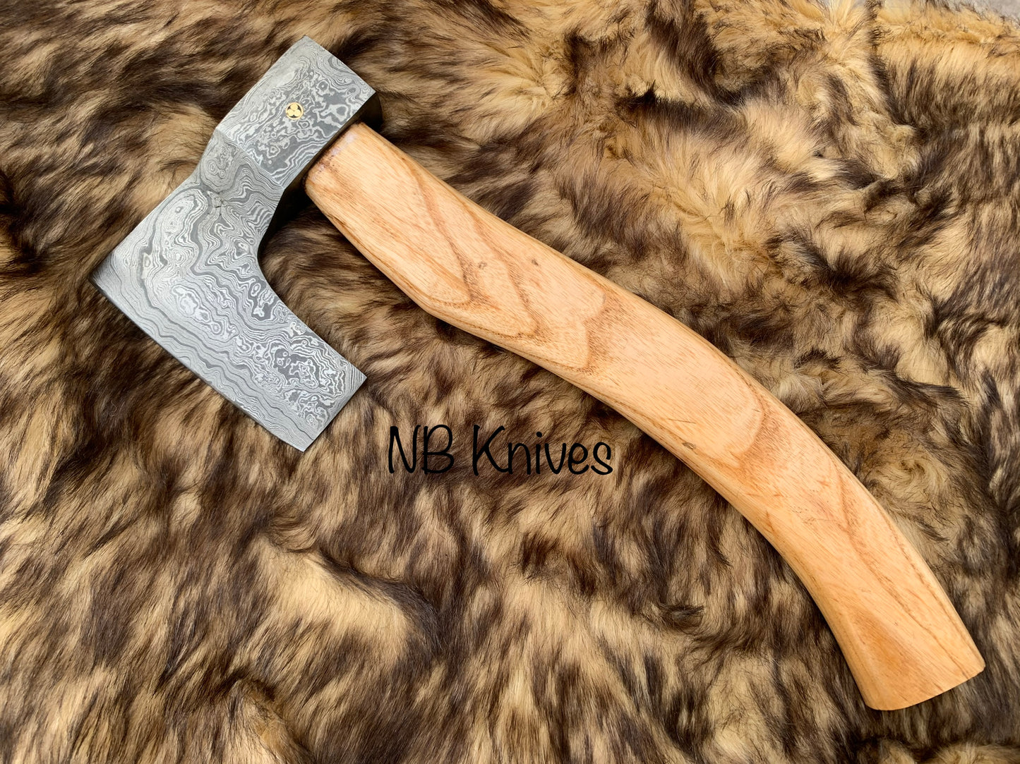 |NB KNIVES| Custom Gift Forged Carbon Steel Viking Axe with Rose Wood Shaft, Viking Bearded Camping Axe, Best Birthday&Anniversary Gift For Him,