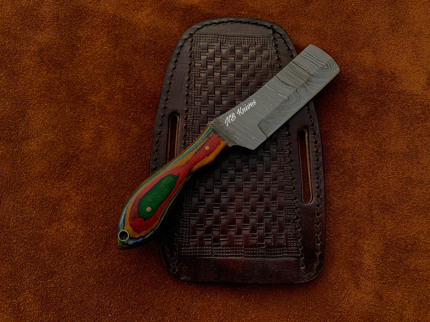 |NB KNIVES| CUSTOM HANDMADE COWBOY BULL CUTTER KNIFE WITH LEATHER SHEATH