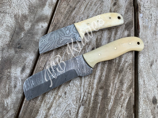 |NB KNIVES| CUSTOM HANDMADE LOT OF 2 COW BOY BULL CUTTER KNIVES WITH LEATHER SHEATH