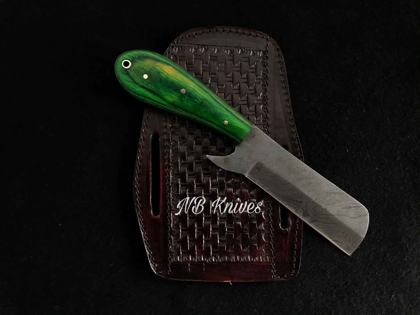 |NB KNIVES| CUSTOM HANDMADE COWBOY BULL CUTTER KNIFE WITH LEATHER SHEATH