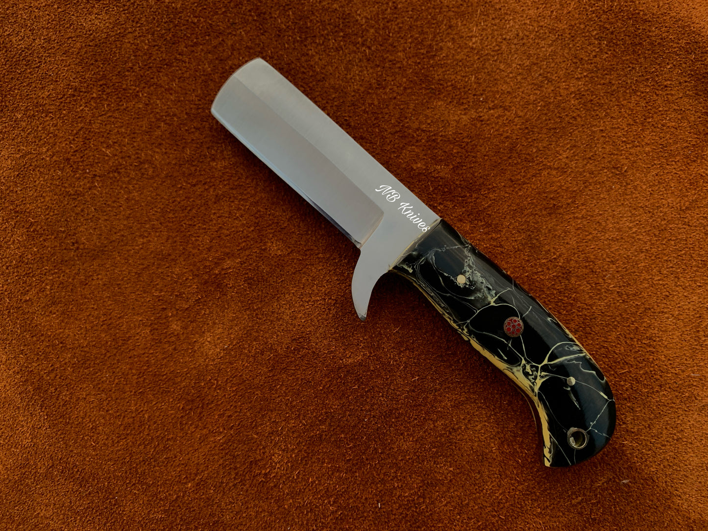 |NB KNIVES| CUSTOM HANDMADE COWBOY BULL CUTTER KNIFE WITH LEATHER SHEATH