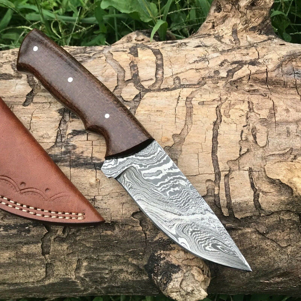 CUSTOM HANDMADE DAMASCUS HUNTING KNIFE HANDLE MICARTA