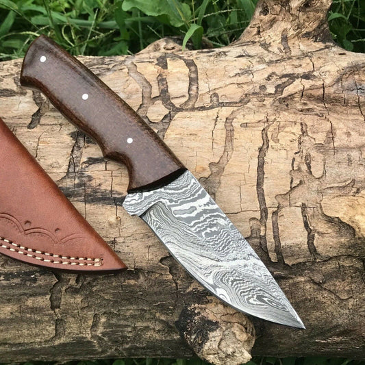 CUSTOM HANDMADE DAMASCUS HUNTING KNIFE HANDLE MICARTA