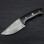 CUSTOM HANDMADE DAMASCUS HUNTING KNIFE HANDLE Black Micarta with mosaic pin
