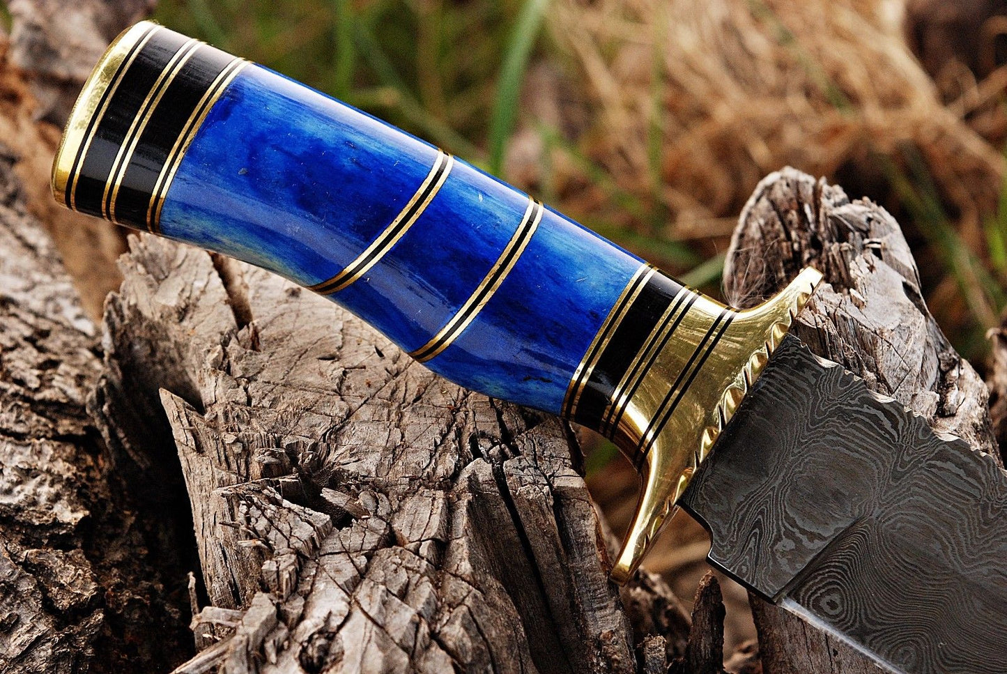 |NB KNIVES| CUSTOM HANDMADE DAMASCUS HUNTING KNIFE WITH LEATHER SHEATH - NB CUTLERY LTD