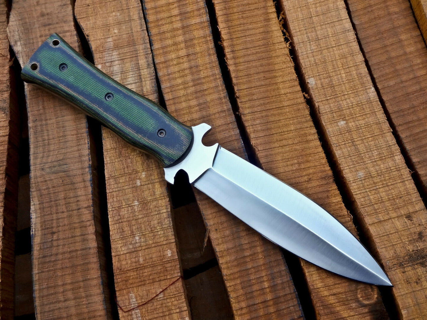 CUSTOM HANDMADE D2 STEEL HUNTING KNIFE WITH LEATHER SHEATH