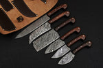 CUSTOM HANDMADE DAMASCUS STEEL CHEF SET WITH ROSE WOOD