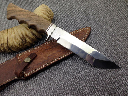 CUSTOM HANDMADE D2 TOOL STEEL HUNTING KNIFE/ WALNUT WOOD HANDLE - NB CUTLERY LTD