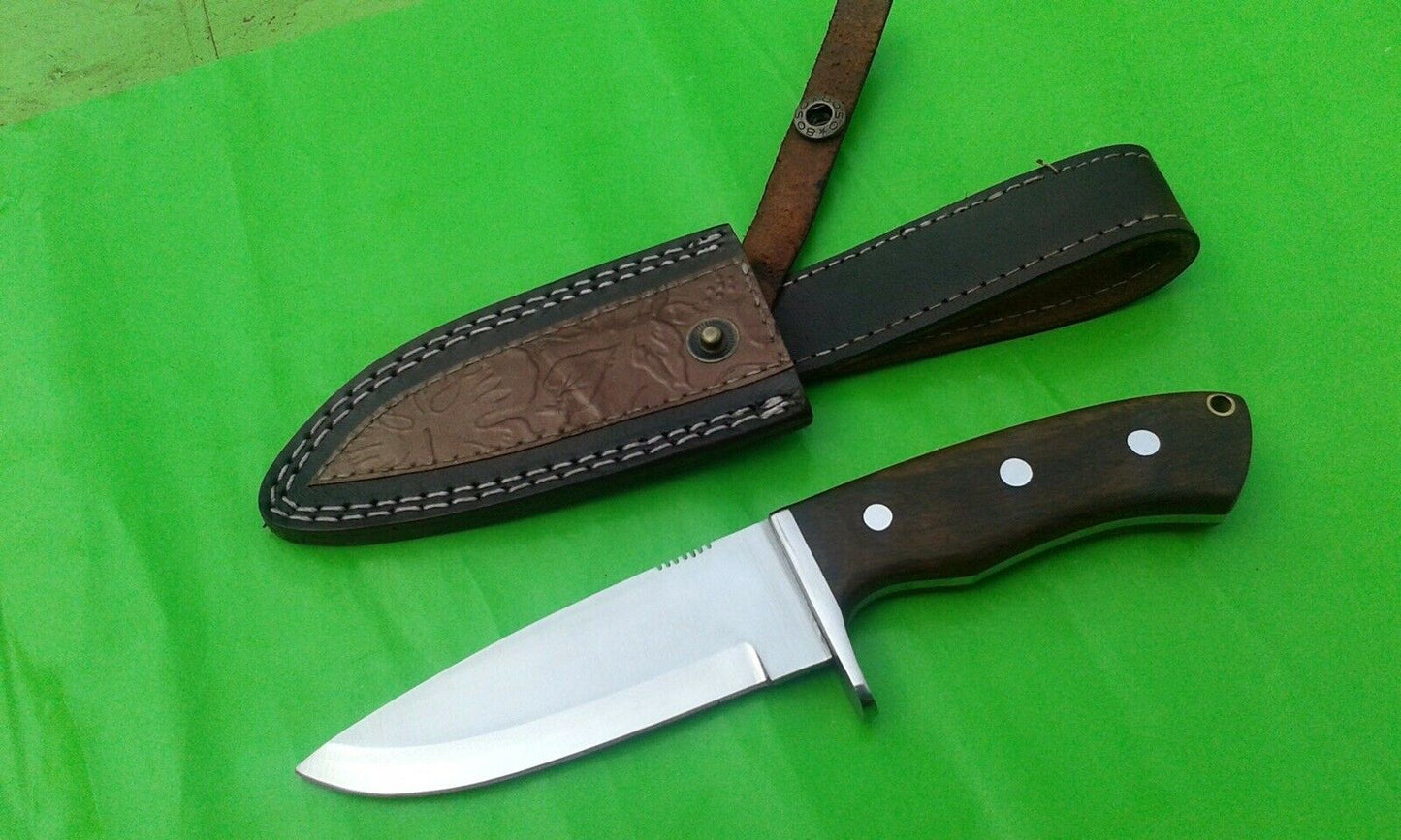 CUSTOM HANDMADE D2 STEEL HUNTING KNIFE HANDLE ROSEWOOD