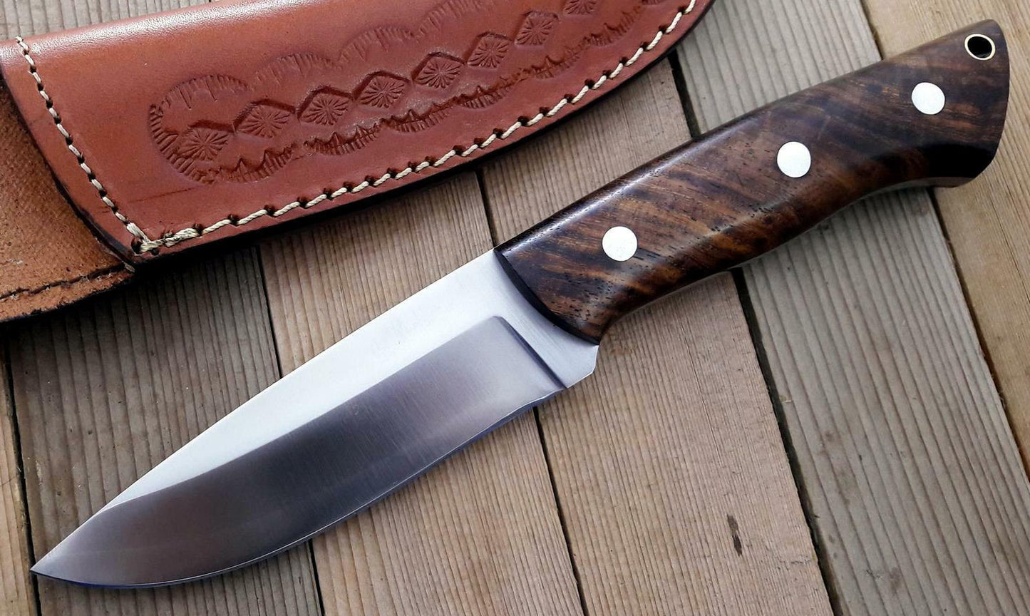 CUSTOM HANDMADE D2 TOOL STEEL HUNTING KNIFE /ROSEWOOD - NB CUTLERY LTD