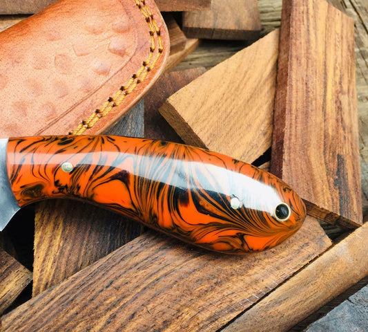 1095 High Carbon Steel Cowboy Bull Cutter Knife with Resin Handle