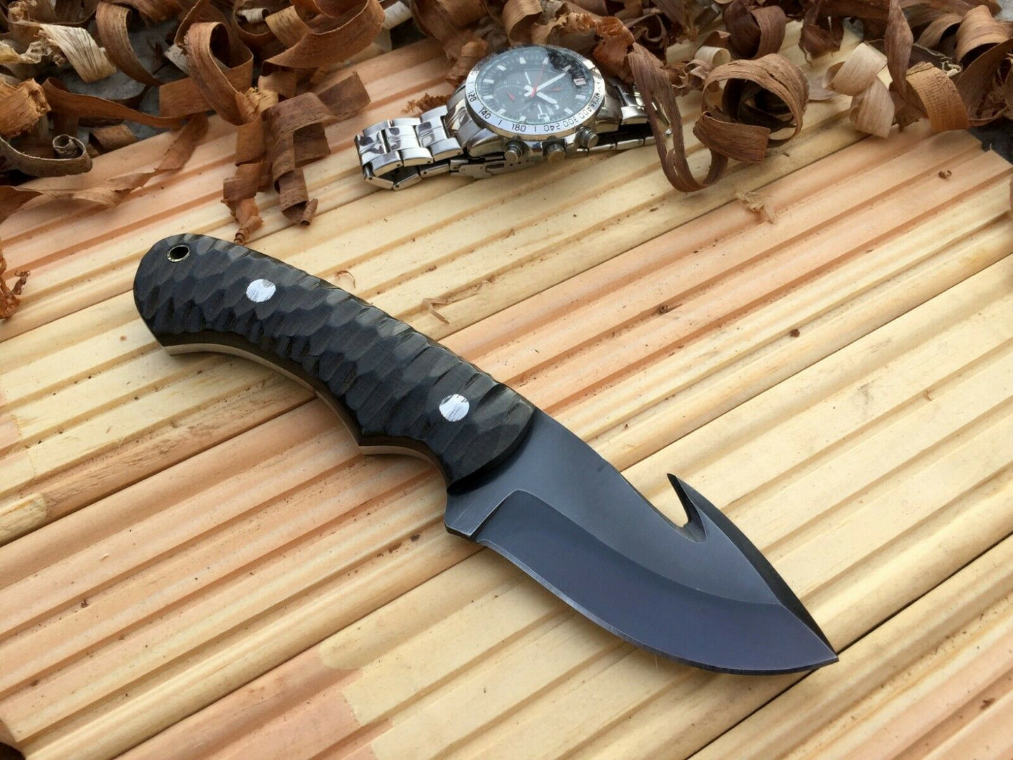 CUSTOM HANDMADE 1095 H.C STEEL KNIFE/ MICARTA TANG WORK HANDLE