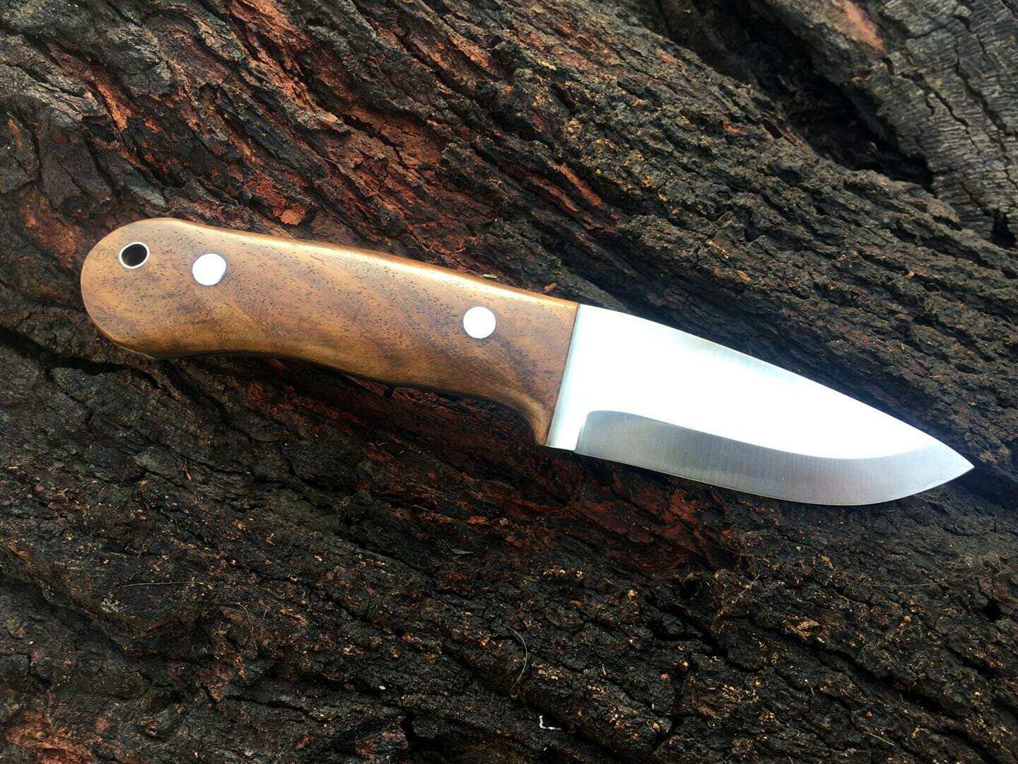 CUSTOM HANDMADE HIGH Corban Steel SCANDI GRIND BUSHCRAFT KNIFE HANDLE ROSEWOOD