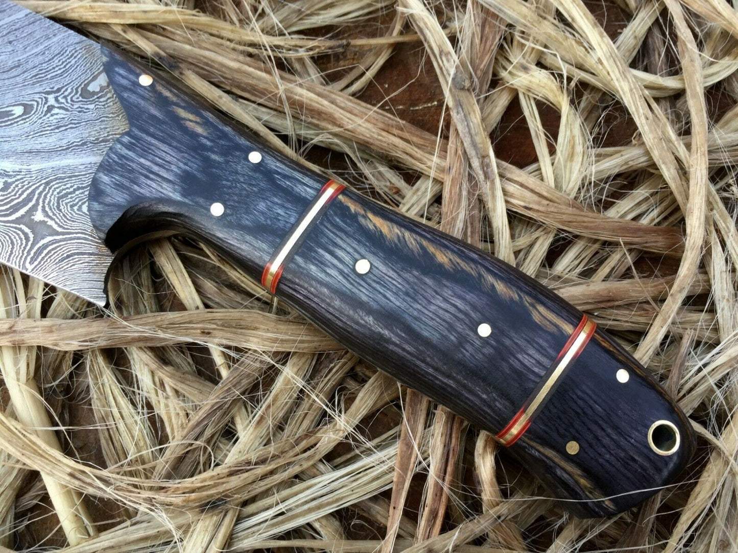 CUSTOM HANDMADE DAMASCUS CHEF KNIFE WIH LEATHER SHEATH