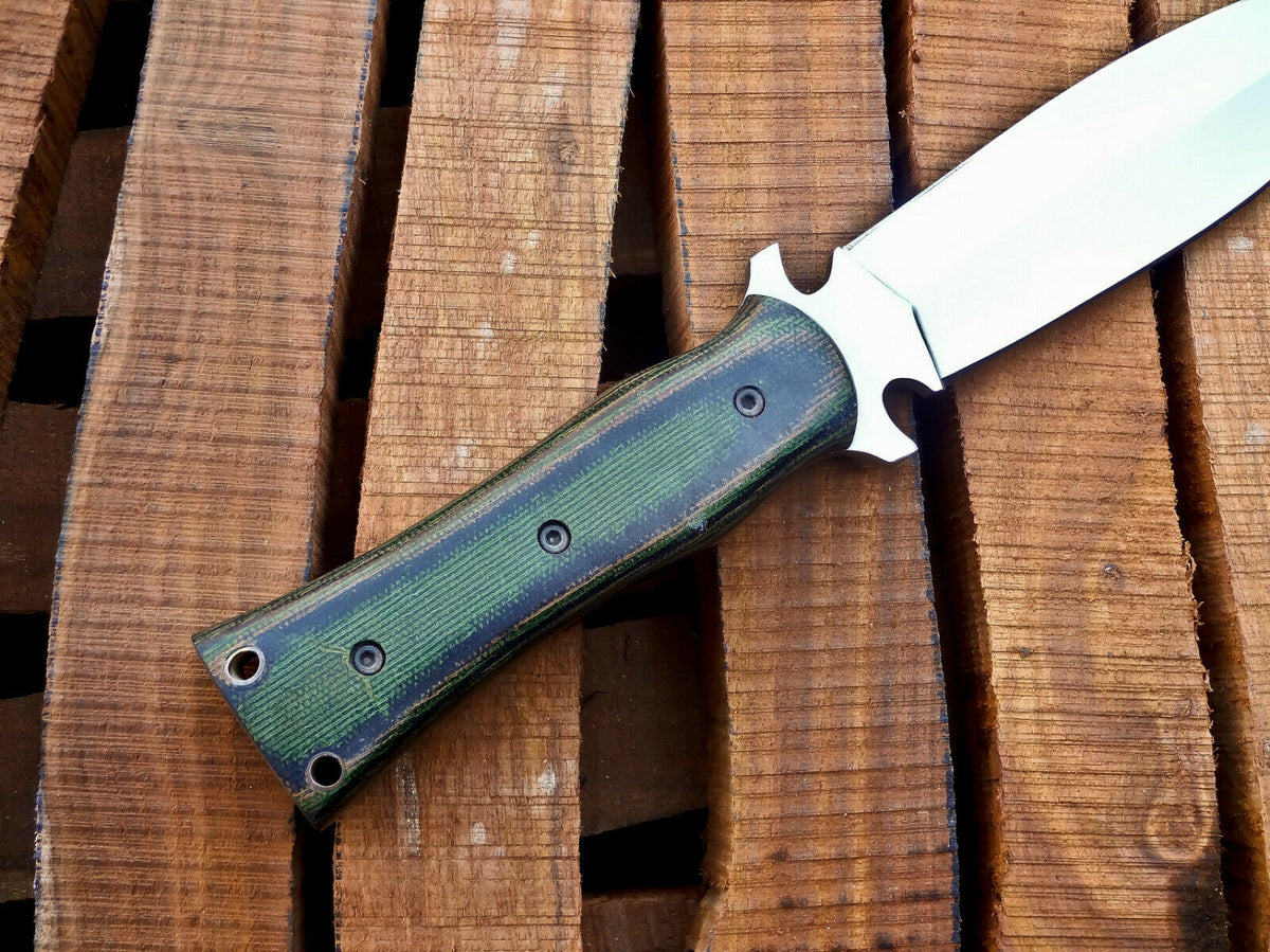 CUSTOM HANDMADE D2 STEEL HUNTING KNIFE WITH LEATHER SHEATH