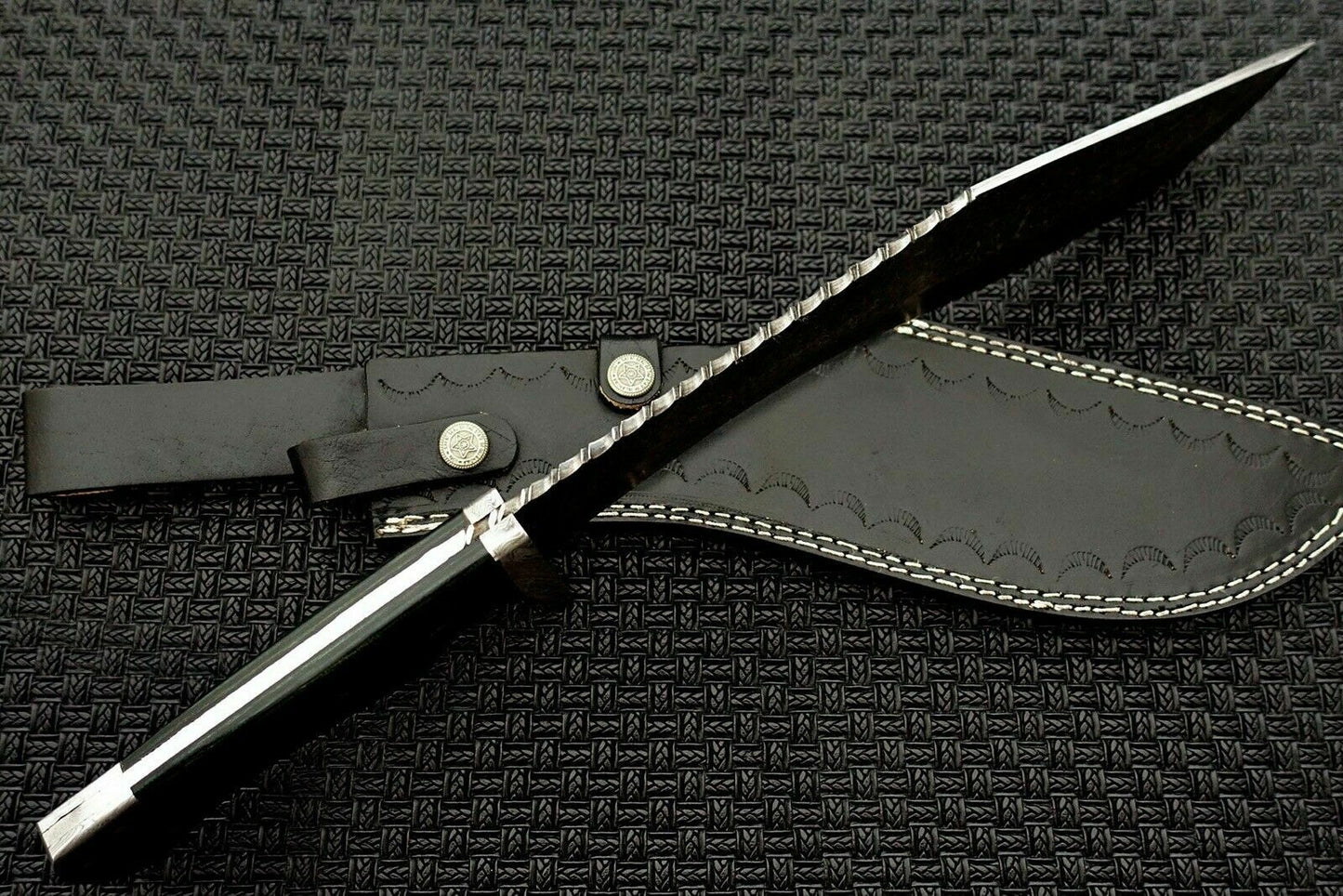 CUSTOM HANDMADE DAMASCUS KUKRI KNIFE WITH LEATHER SHEATH