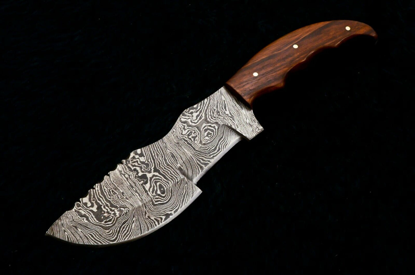 CUSTOM HANDMADE DAMASCUS STEEL HUNTING TRACKER KNIFE WITH LEATHER SHEATH