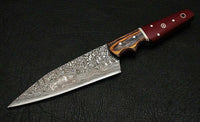 Damascus Knives Custom Handmade-10.5"inch MICARTA/WOOD Handle Chef Kitchen Knife