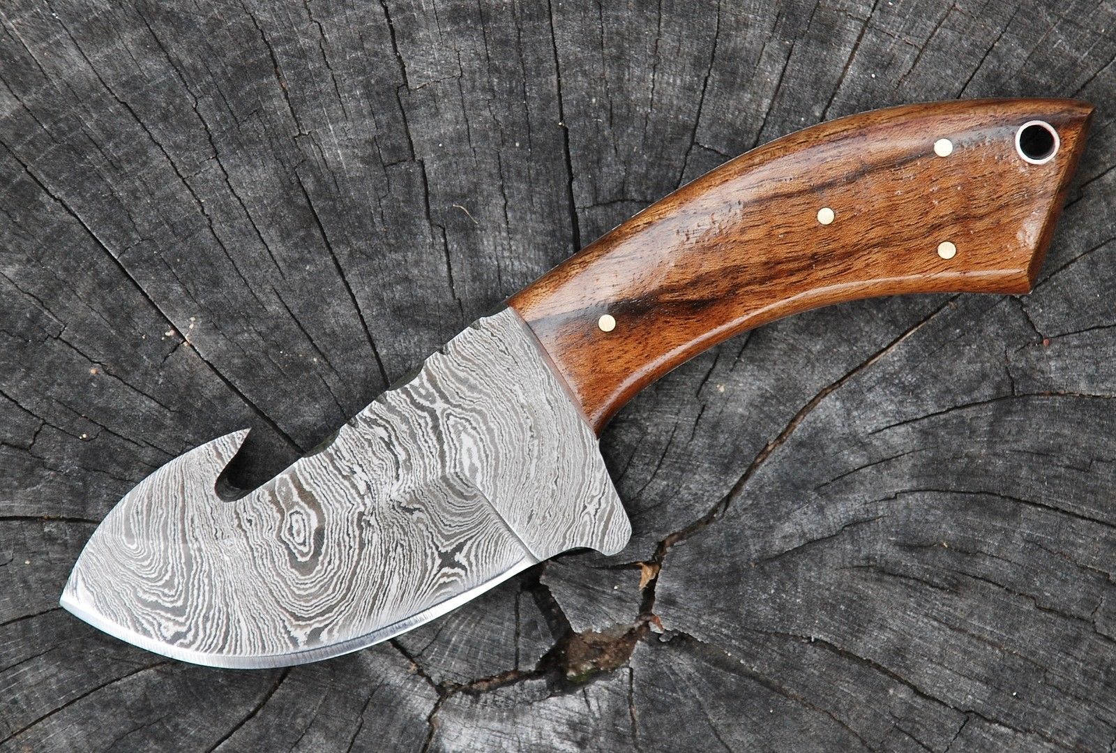 Premium Damascus Steel Guthook Hunting Knife main image 1