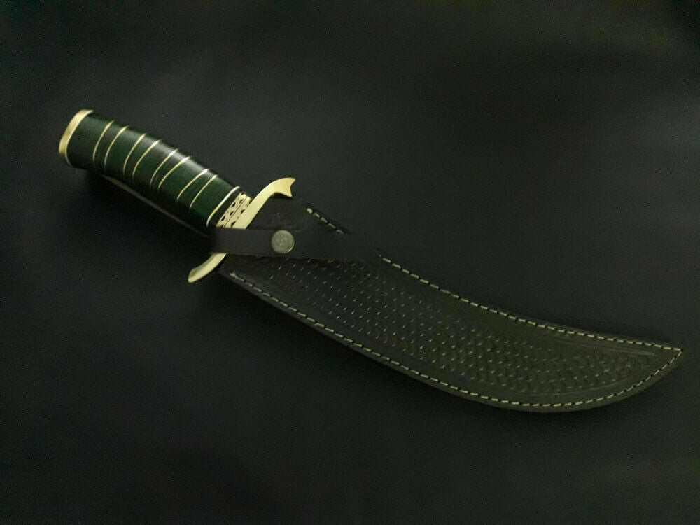CUSTOM HANDMADE DAMASCUS HUNTING KNIFE WITH LEATHER SHEATH