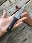 Custom Handmade Damascus Skinner Knife Handle Black Horn With Leather Sheath Collectible hunting skinning blade Precision crafted hunting skinner