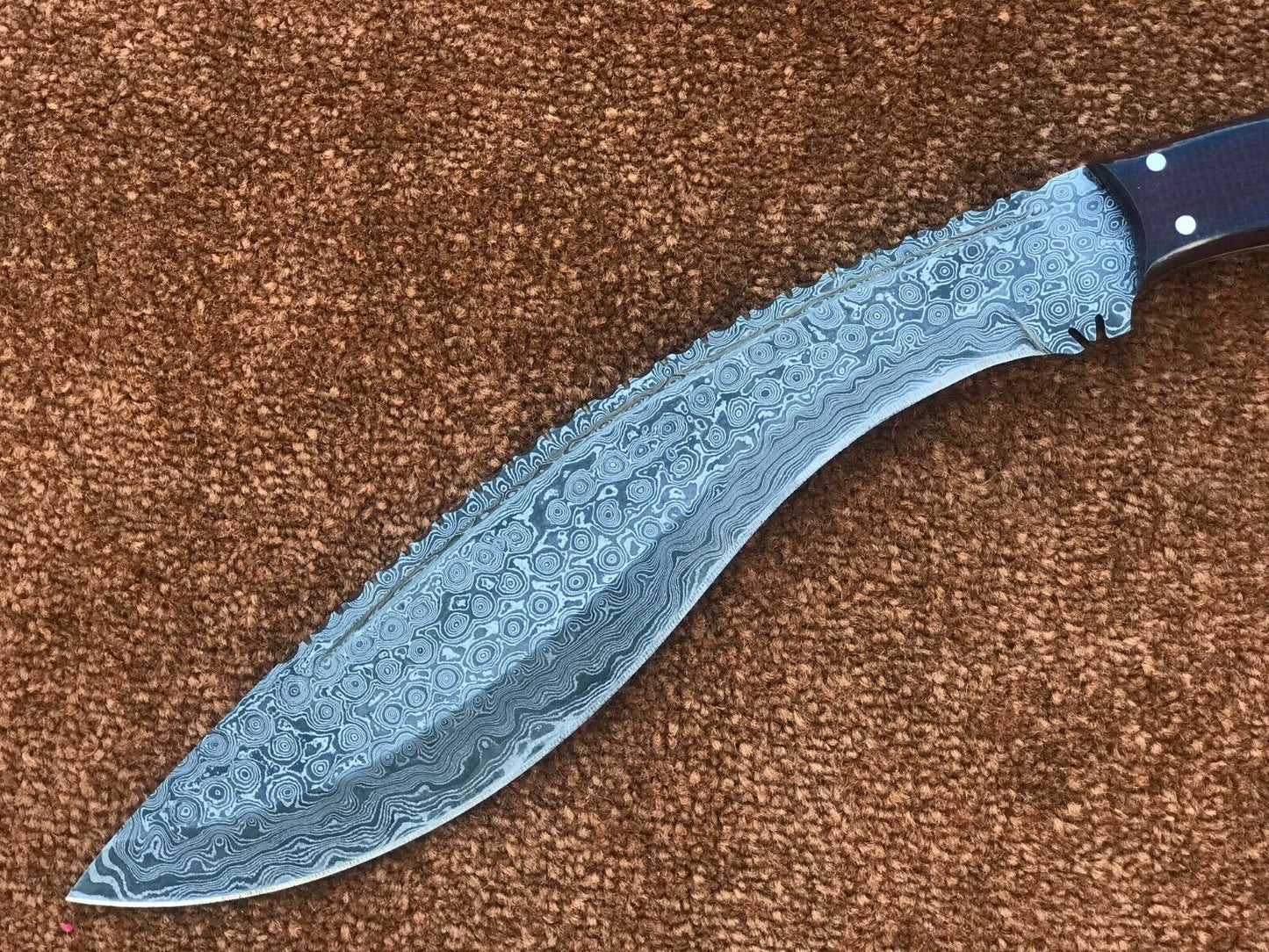 CUSTOM HANDMADE DAMASCUS KUKRI KNIFE WITH LEATHER SHEATH