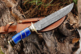 |NB KNIVES| CUSTOM HANDMADE DAMASCUS HUNTING KNIFE WITH LEATHER SHEATH - NB CUTLERY LTD