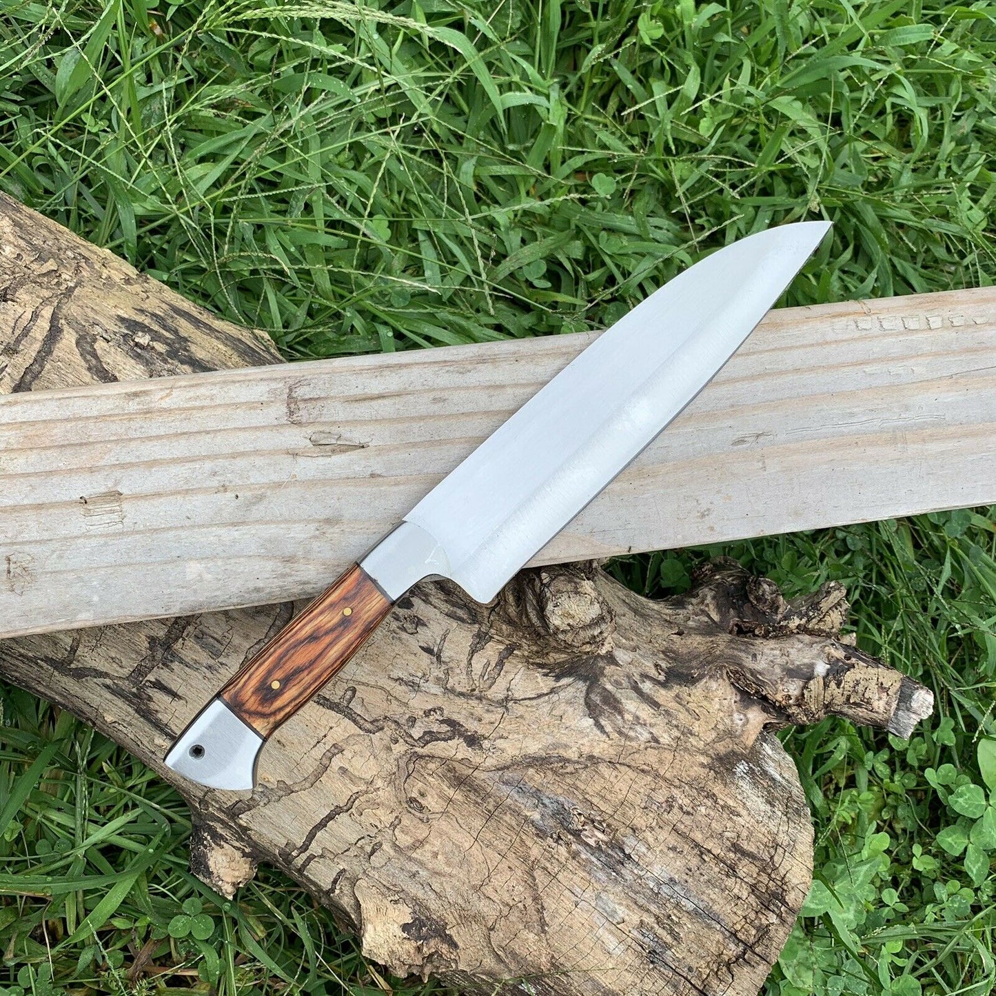 CUSTOM HANDMADE D2 STEEL CHEF KNIFE WITH LEATHER SHEATH