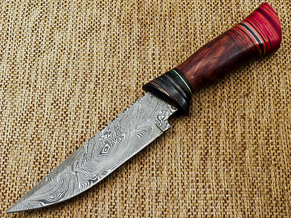 BEAUTIFUL CUSTOM HAND FORGED DAMASCUS STEEL HUNTING KNIFE "HARD WOOD - NB CUTLERY LTD