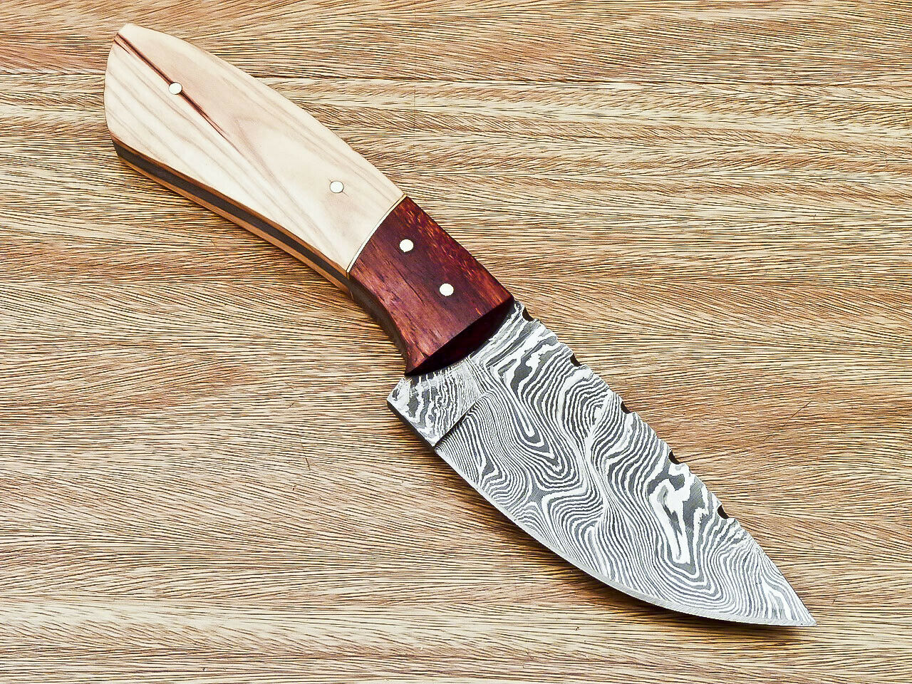 |NB KNIVES| CUSTOM HAND FORGED DAMASCUS STEEL HUNTING KNIFE "OLIVE WOOD"