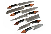 DAMASCUS CHEF/KITCHEN KNIFE CUSTOM MADE BLADE 7 Pcs. Set - NB CUTLERY LTD