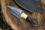 CUSTOM HANDMADE DAMASCUS DAGGER KNIFE HANDLE ROSE WOOD