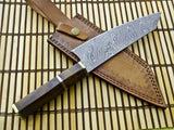 CUSTOM HANDMADE DAMASCUS CHEF KNIFE WITH LEATHER SHEATH