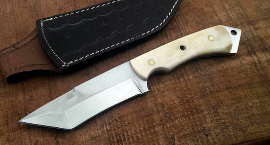 CUSTOM MADE D2.STEEL BUSH CRAFT HUNTING SURVIVAL KNIFE HANDLE CAMEL BONE