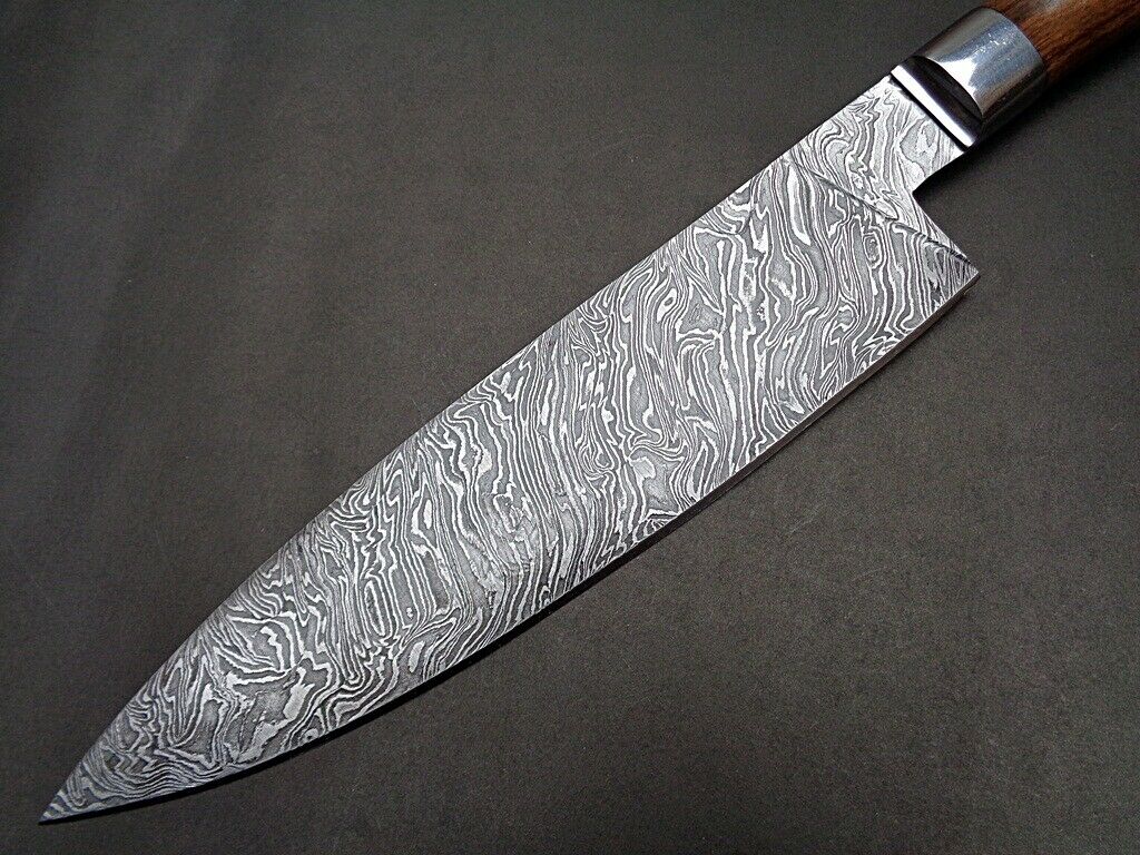 Damascus Knife Custom Handmade Kitchen Chef Knife WALNUT WOOD HANDLE