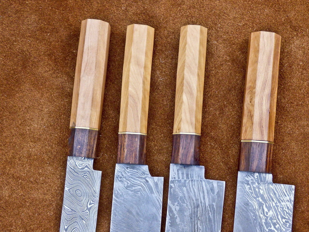 Handmade Damascus Steel 4-Piece Chef Knife Set | Walnut & Rosewood Handle