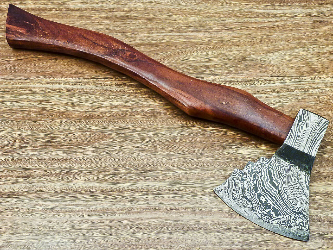 Custom Handmade Damascus Steel Axe Handle Rosewood With Beautiful Leather Sheath Heavy-duty Camping Hatchet High-quality Camping Axe