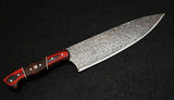 Damascus Knives Custom Handmade-13.25" inch PAKKA/ROSE WOOD Handle Chef Kitchen