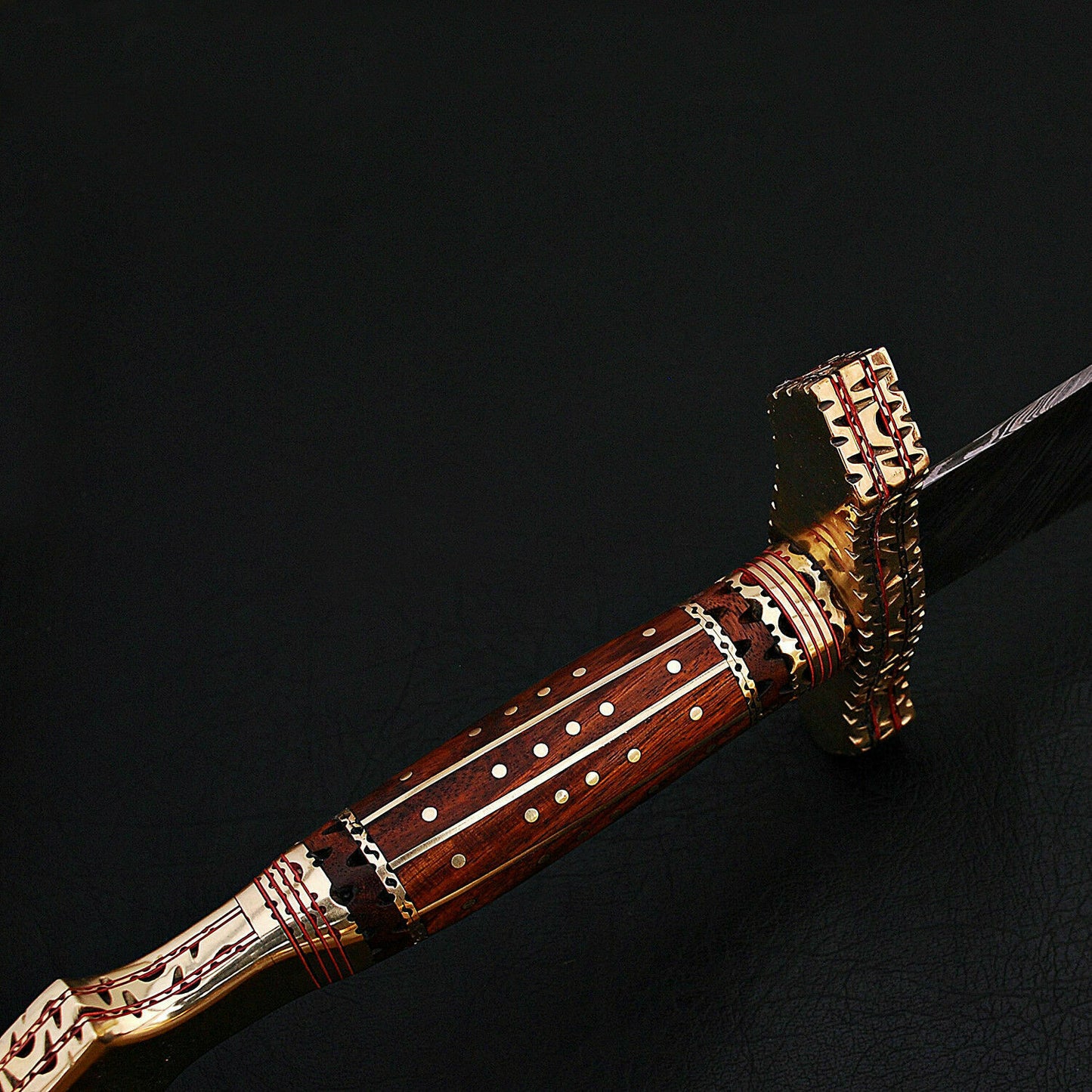 CUSTOM HANDMADE DAMASCUS SWORD WITH LEATHER SHEATH