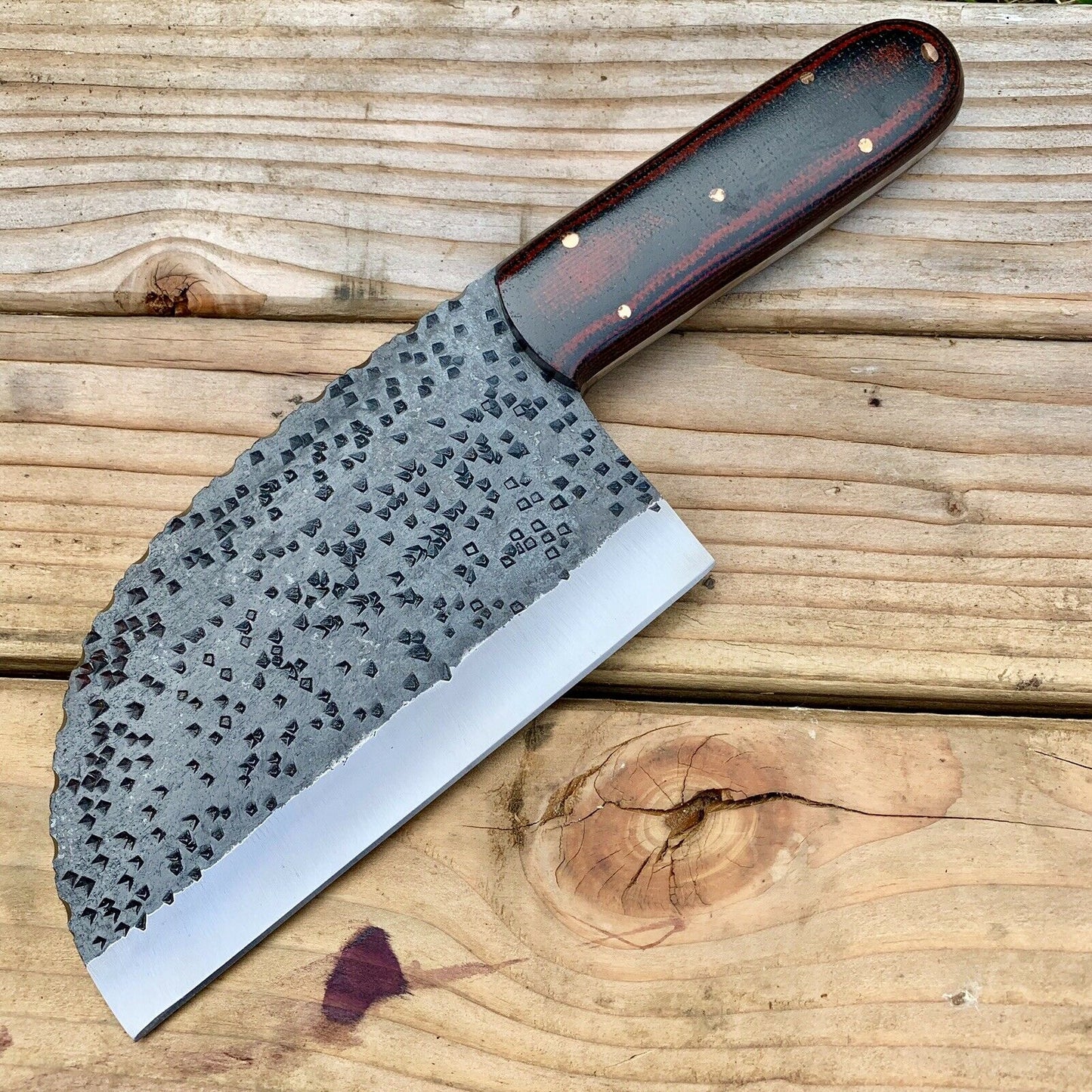 CUSTOM HAND FORGE CHOPPER KNIFE WITH LEATHER SHEATH