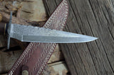 Custom Handmade Damascus Steel Hunting Knife Handle Hardwood Damascus Guard With Leather Sheath Premium hunting knife